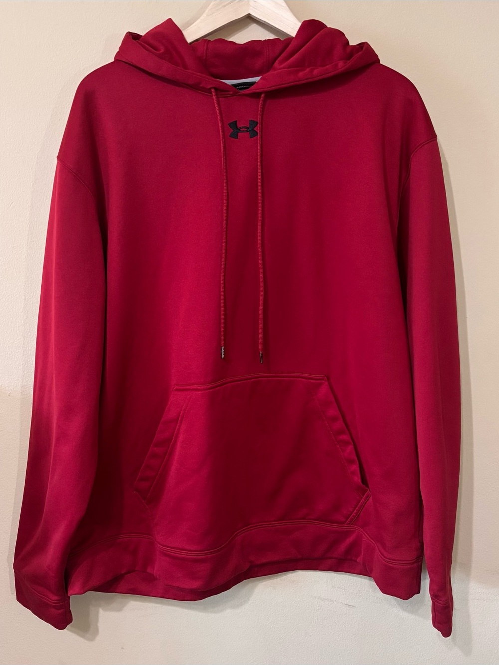 Under Armour Men’s Loose Fit Red Hooded Pullover with Black Logo